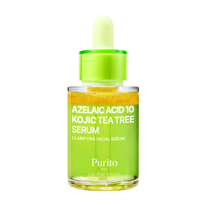 Review & Ingredient analysis PURITO Azelaic Acid 10 Kojic Tea Tree Serum by Demythskin. Best korean Azelaic Acidserum. Best korean skincare. Azelaic acid for acne skin