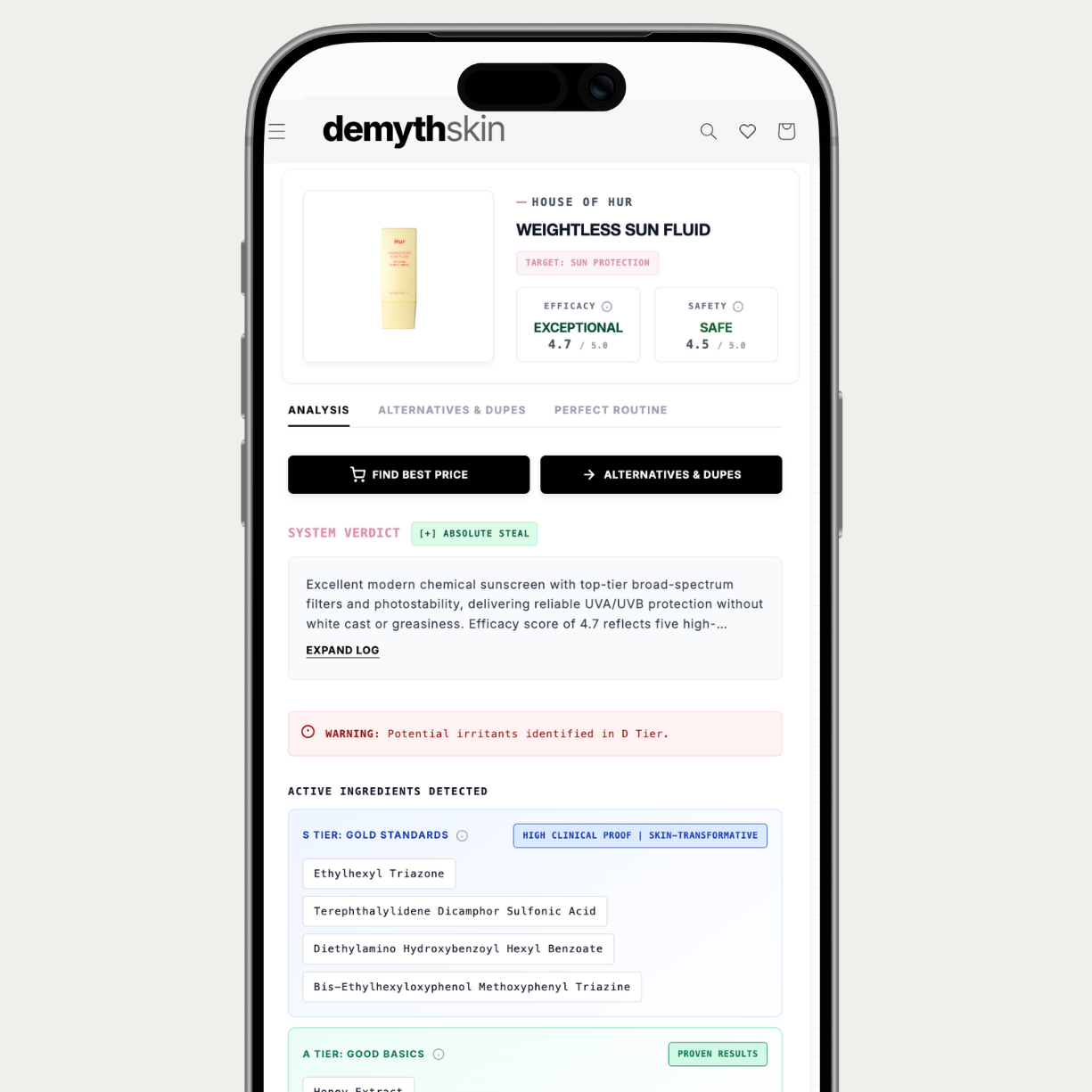 See how really effective your skincare products are. Demythskin reads INCI compare it against clinical data to show efficacy and safety of your skincare. 